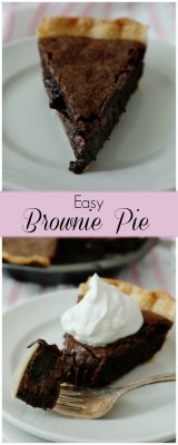 Easy Brownie Pie-taking brownies to the next level and creating an easy dessert-a flaky pie crust surrounds a rich brownie with a thin crust on top and in the middle a gooey, fudgy delight!