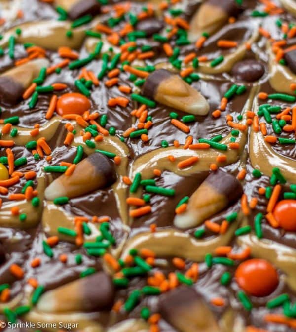 Peanut Butter Candy Corn Bark - a super simple and delicious treat that takes only minutes to prepare!