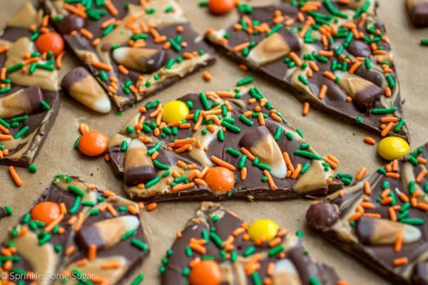 Peanut Butter Candy Corn Bark - a super simple and delicious treat that takes only minutes to prepare! 