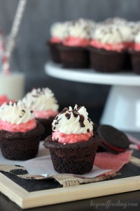 These Peppermint Cream Pie Cookies are a dark chocolate cookie with a peppermint cookie crust. They are filled with a peppermint mousse and topped with a peppermint whipped cream. They are a peppermint lovers dream.