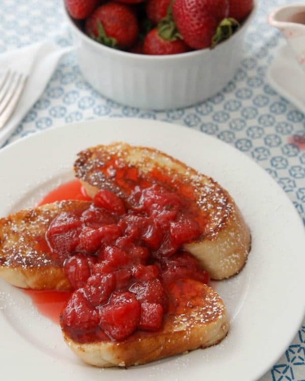 Vanilla French Toast with Strawberry Syrup by chocolatechocolateandmore.com