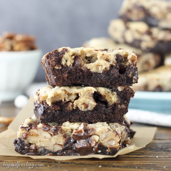 These Mississippi Mud Bookies are layers of chocolate brownies and chewy chocolate chip cookies. They are loaded with pecans and marshmallows.