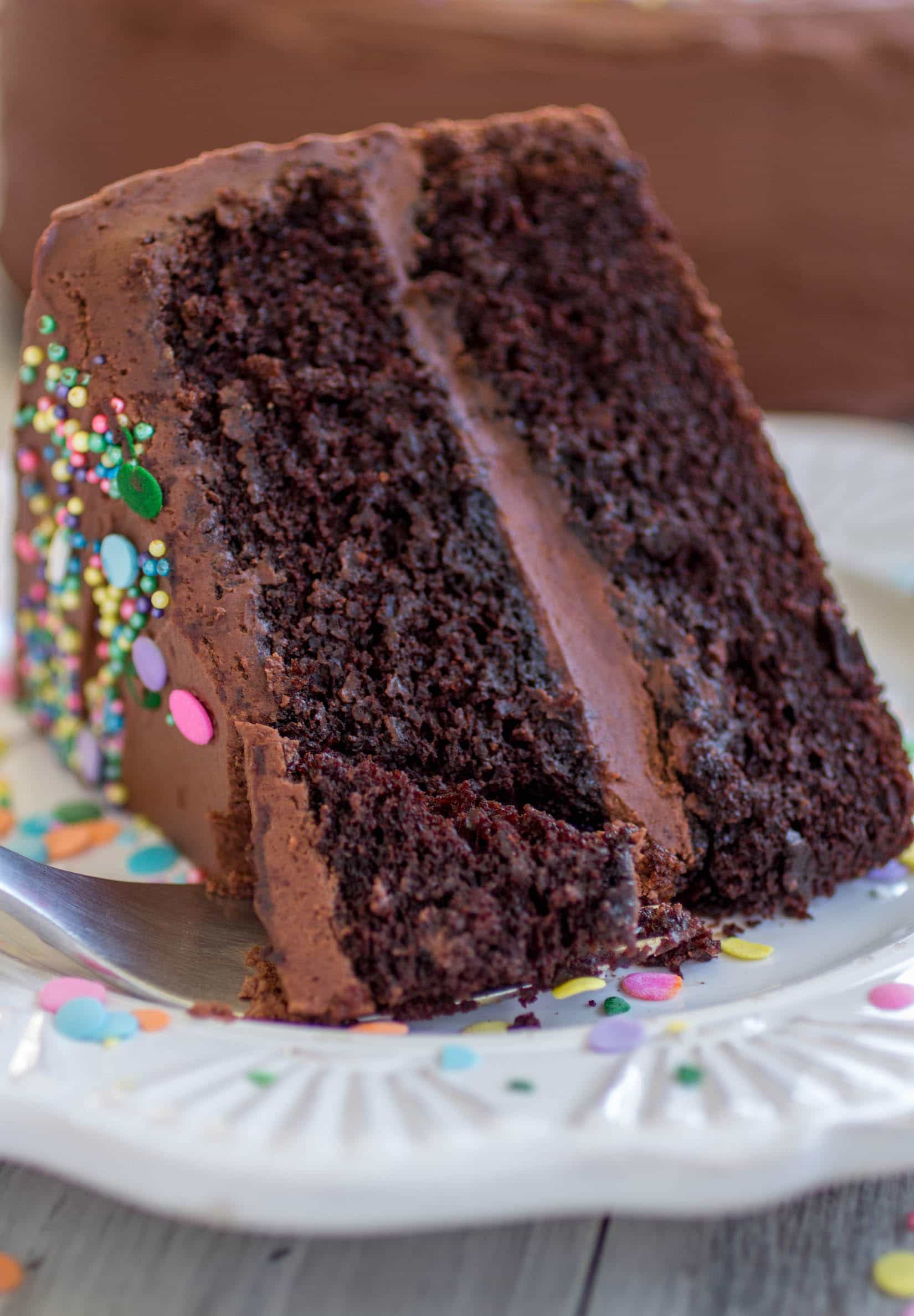 Amazing Chocolate Layer Cake  A super moist rich and decadent  