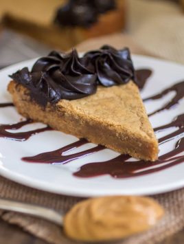 Peanut Butter Cookie Cake - A thick, chewy peanut butter cookie cake topped with a creamy dark chocolate frosting.