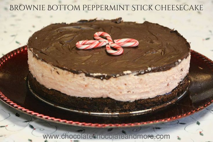 Brownie Bottom Peppermint Stick Cheesecake