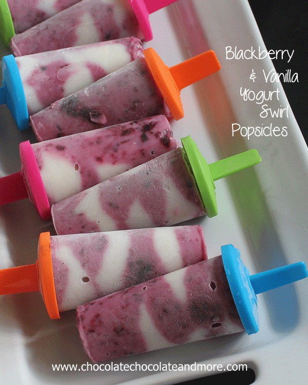 Blackberry and Vanilla Yogurt  Swirled Popsicles