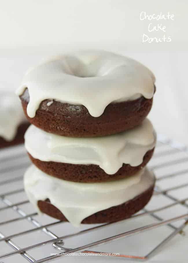 Chocolate Cake Donuts with Vanilla Glaze