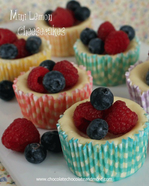 Mini Lemon Cheesecakes with fresh berries