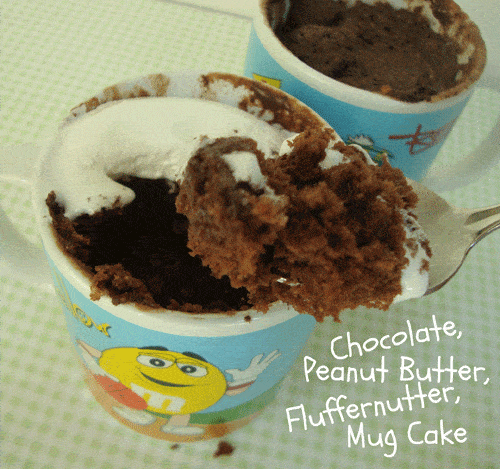 Chocolate Peanut Butter Fluffernutter Mug Cake