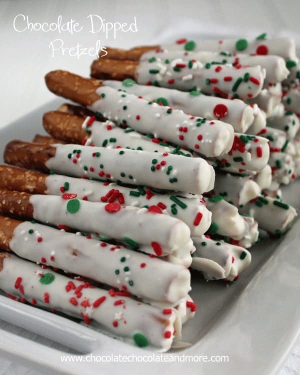 White Chocolate Dipped Pretzel Rods - Chocolate Chocolate and More!