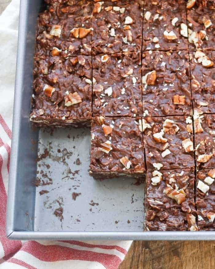 Coconut Pecan No-Bake Chocolate Bars