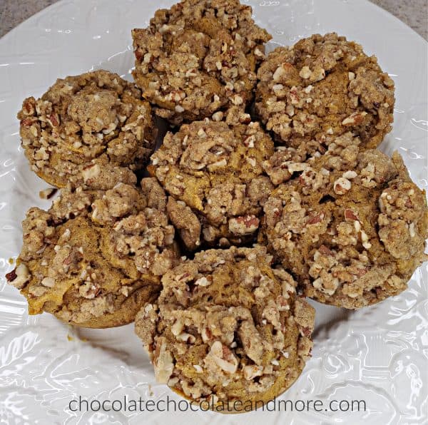 a plate full of sweet potato praline muffins