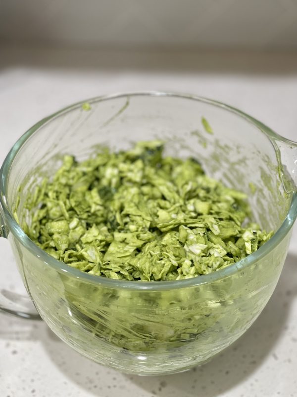 Green Goddess Salad in a glass bowl.