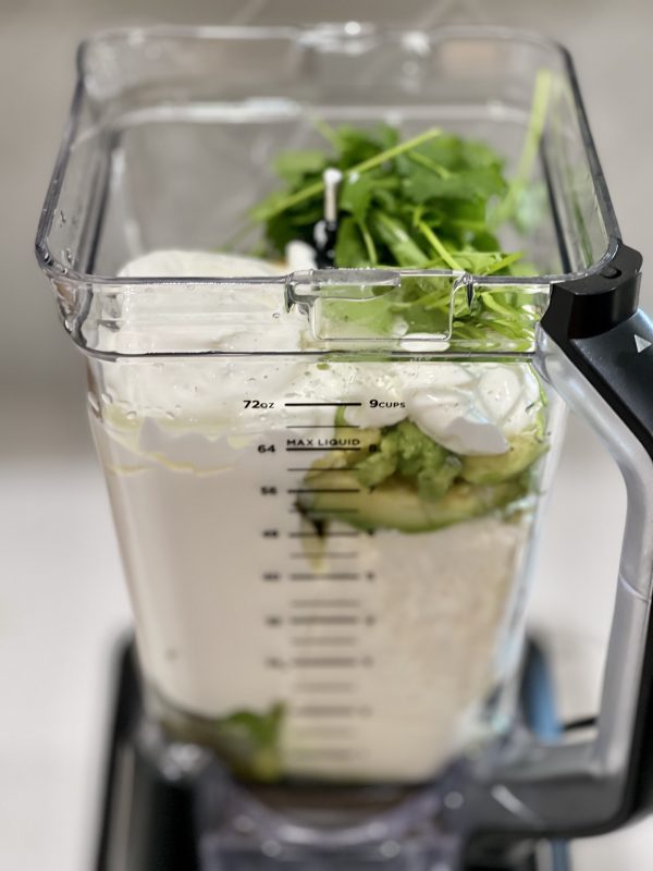 Creamy Jalapeno Dip All the ingredients smooshed in the blender