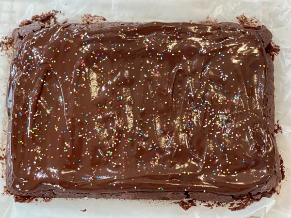 Cosmic Brownies before being cut
