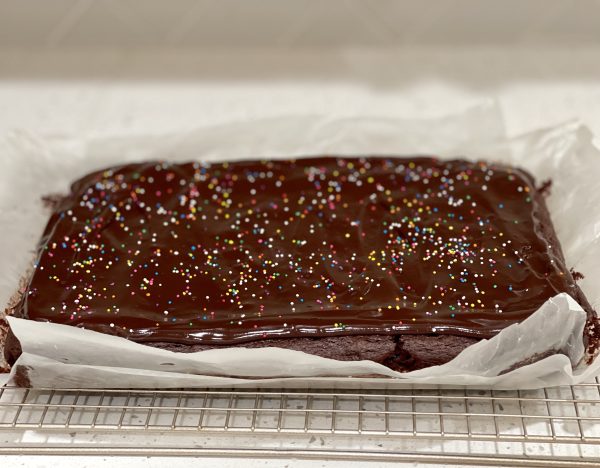 Cosmic Brownies before being cut