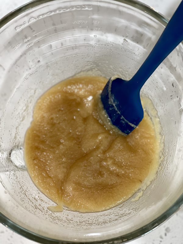 Butter and sugars melted and mixed together.