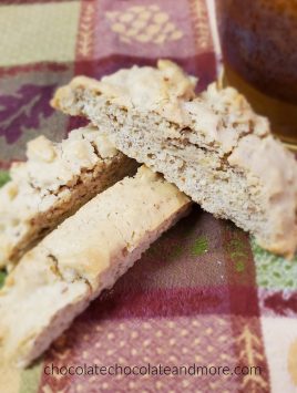 three slices of biscotti on a fall background