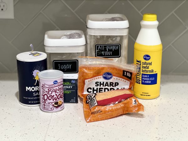 ingredients for Fluffy Cheddar Butter Biscuits