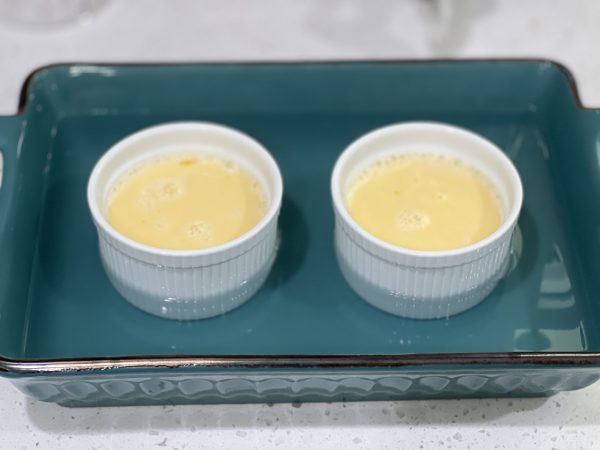 ramekins in a hot water bath