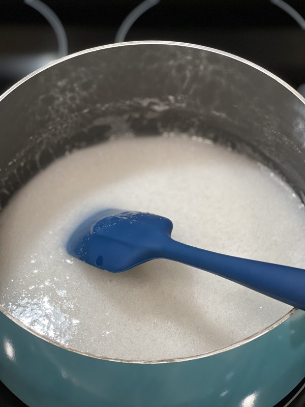 sugar and light corn syrup combo in sauce pan
