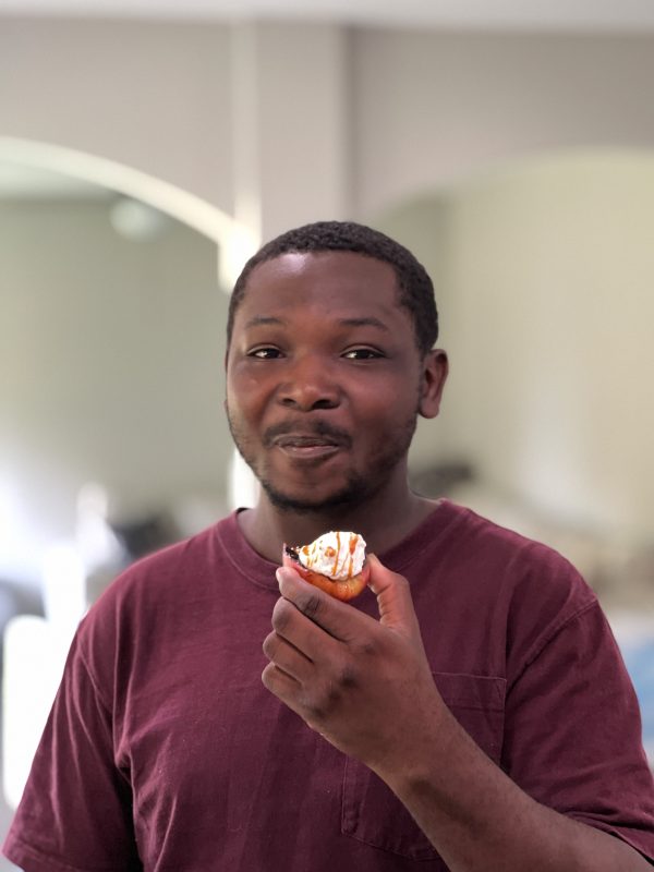 kal eating Grilled Peaches