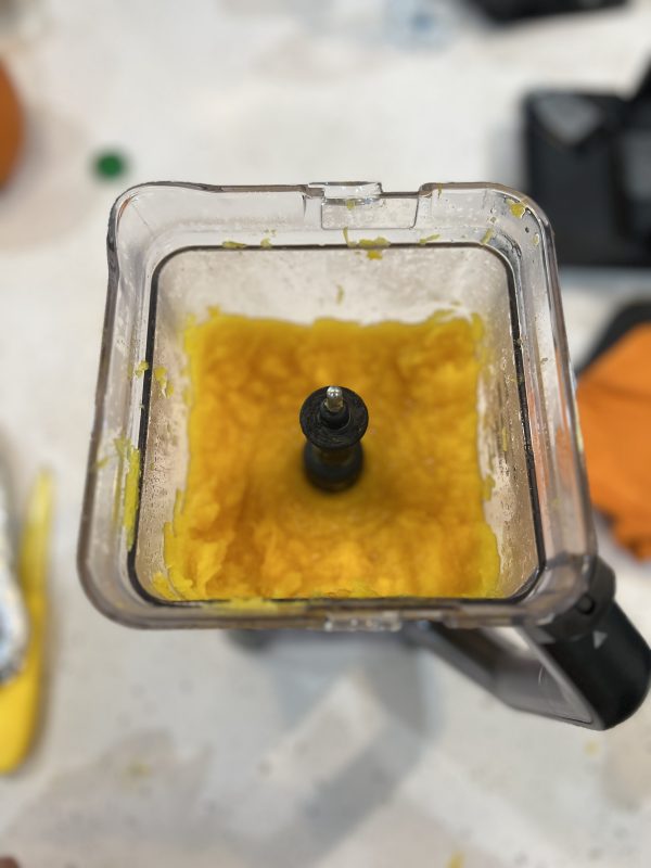 Homemade Pumpkin Puree in a blender