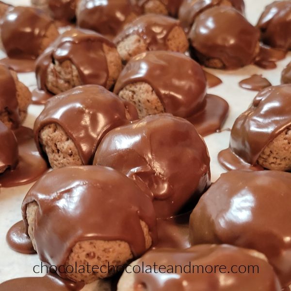several round chocolate cookies topped with chocolate icing