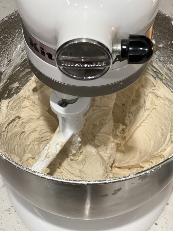 cookie dough in a mixer