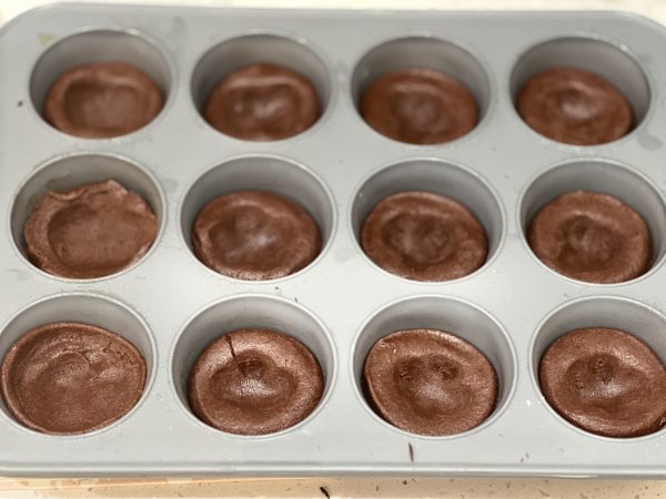 Grasshopper Pie Cookie Cups in the cupcake pan before baking