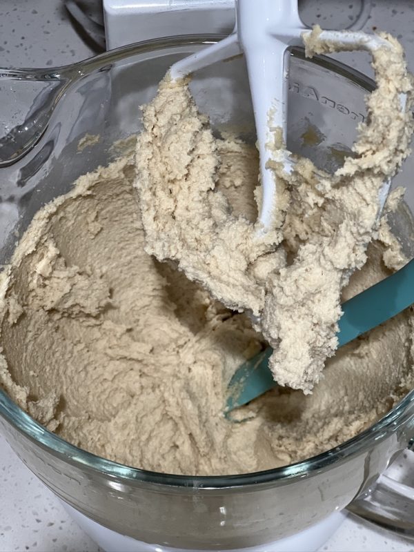 butter and sugars creamed together until light and fluffy