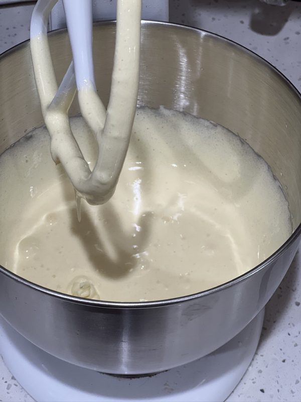 Homemade Tres Leches Cake batter white and fluffy